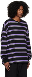 Juun.J Purple & Black Striped Long Sleeve T-Shirt