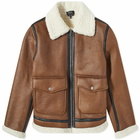 A.P.C. Tommy Faux Sheepskin Flight Jacket in Icy Brown