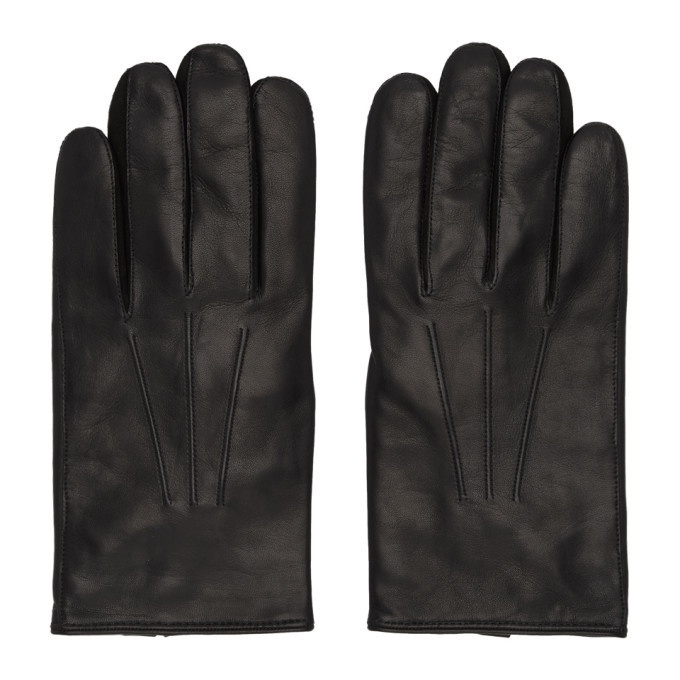 Photo: Paul Smith Black Leather Plain Gloves