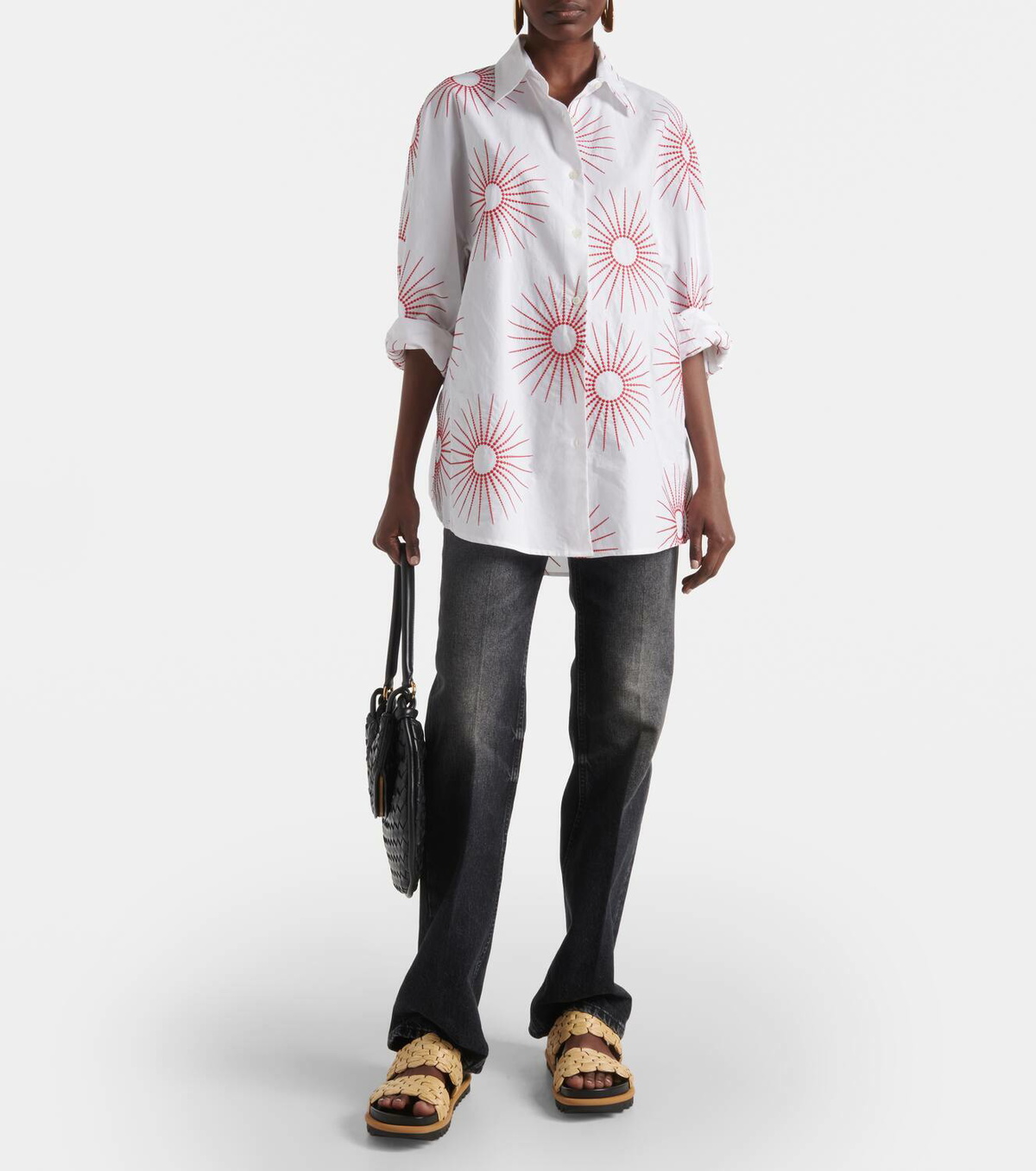Dries Van Noten Woven and raffia and leather slides