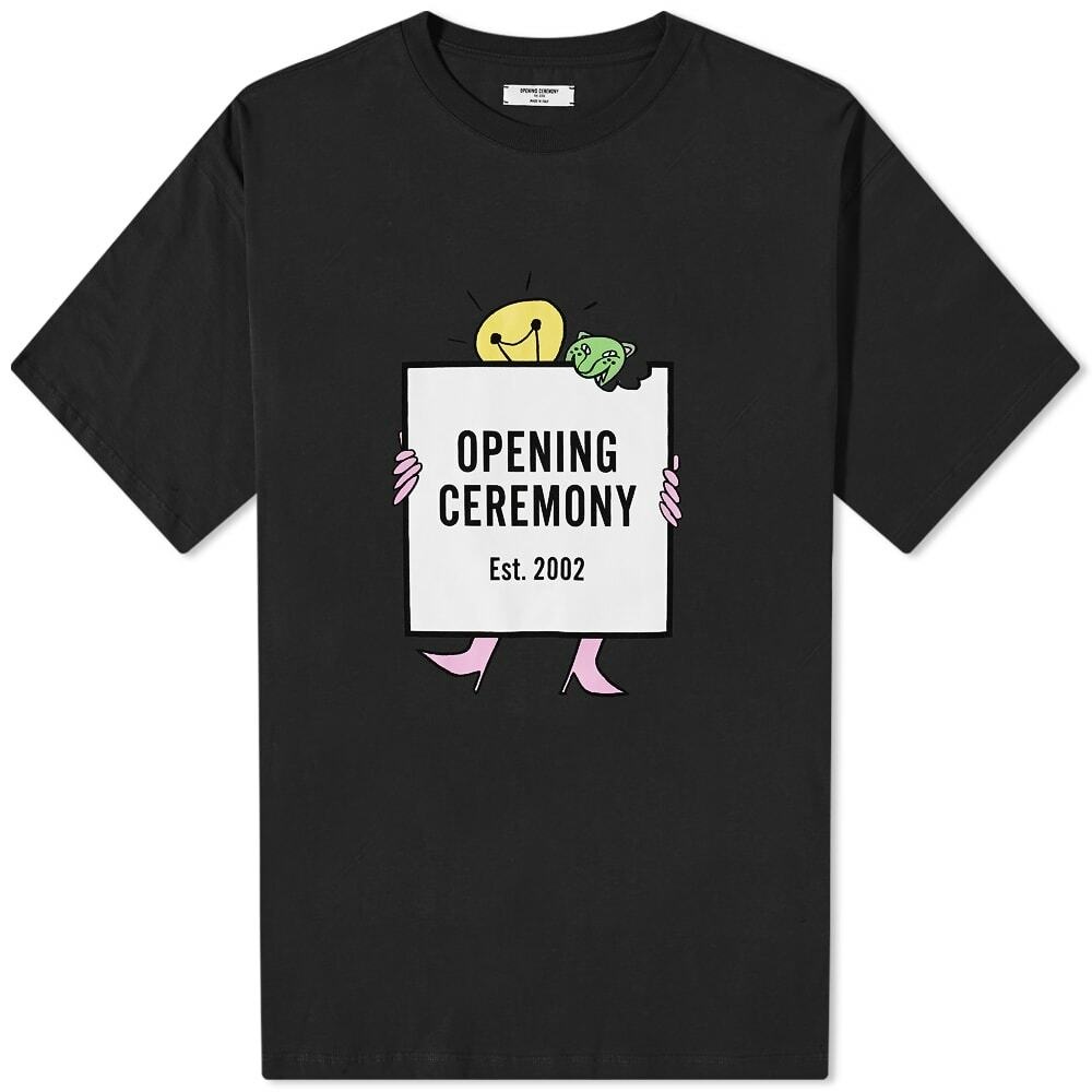 Photo: Opening Ceremony Men's Lightbulb Box Logo T-Shirt in Black/Off White