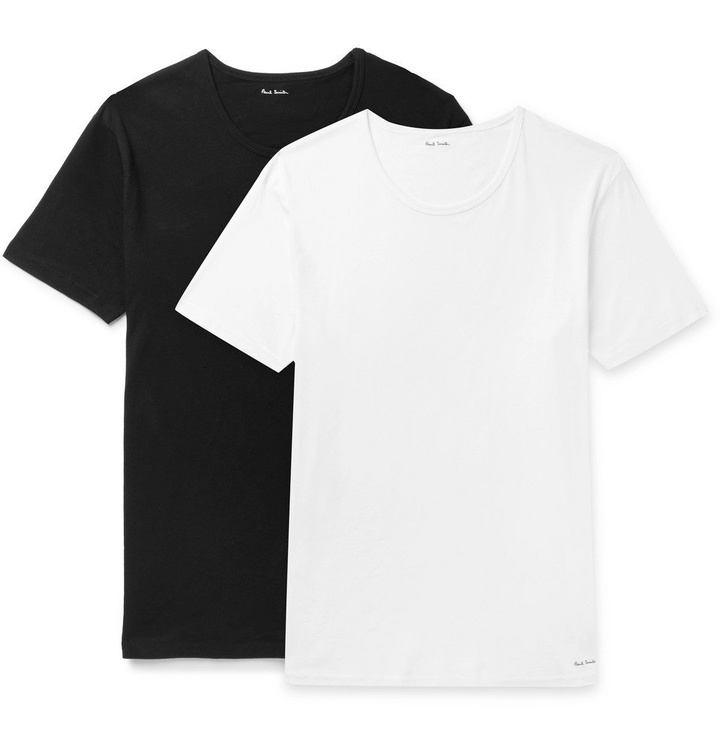 Photo: Paul Smith - Two-Pack Slim-Fit Cotton-Jersey T-Shirts - Black