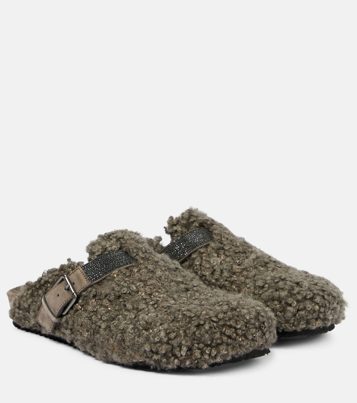 【関税込み】BRUNELLO CUCINELLI PRECIOUS TRIM' SLIPPERS BRUNELLO CUCINELLI Embellished suede slippers | NET-A-PORTER