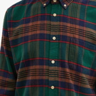 Portuguese Flannel Men's Otton Button Down Check Shirt in Green/Brown/Navy