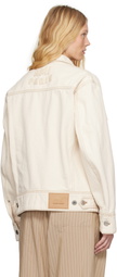 AMI Paris Off-White Cotton 'AMI Paris' Trucker Denim Jacket