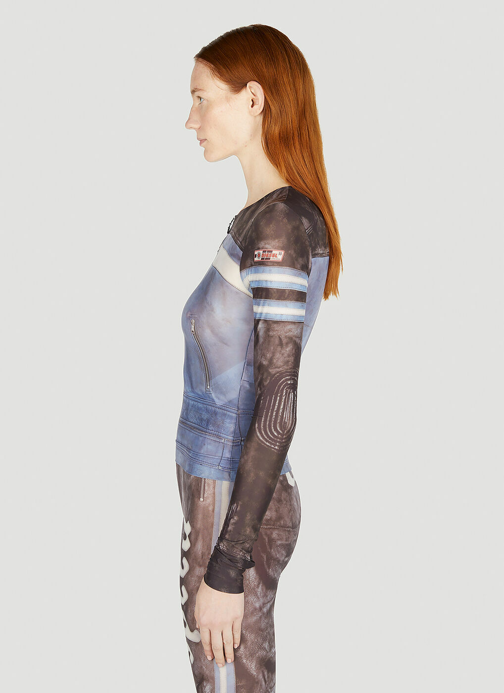 Diesel - T-Clauzi Zip Front Top in Blue Diesel
