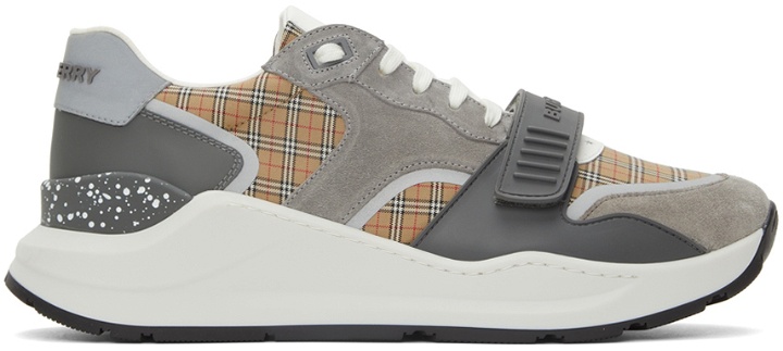 Photo: Burberry Suede & Leather Check Low Sneakers