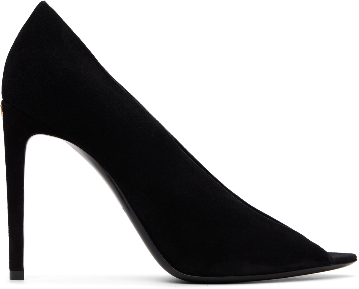 Valentino Garavani Black Open Toe Révélé Suede Heels