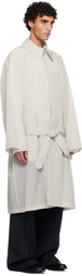 Hed Mayner Off-White Crinkled Trench Coat