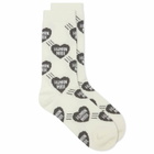 Human Made Men's Heart Socks in White Grey