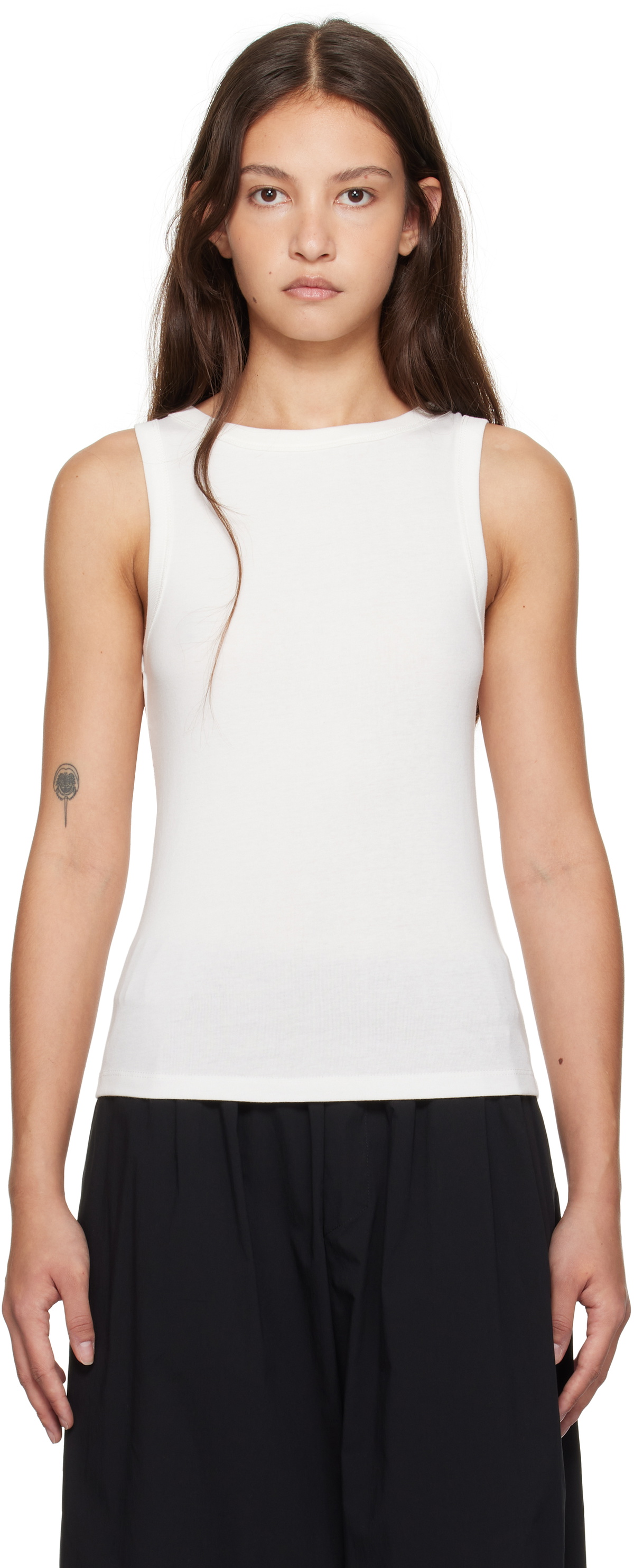 St. Agni White Organic Cotton Bateau Tank Top