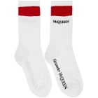 Alexander McQueen White and Red Logo Socks
