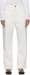 Fax Copy Express White Red Stitch Straight Jeans