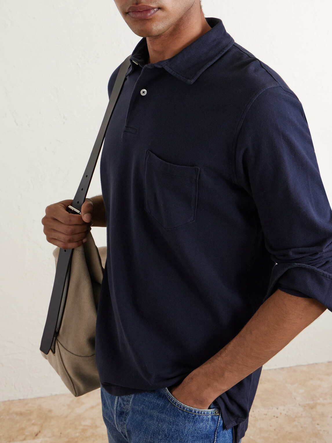 Hartford - Cotton-Piqué Polo Shirt - Blue