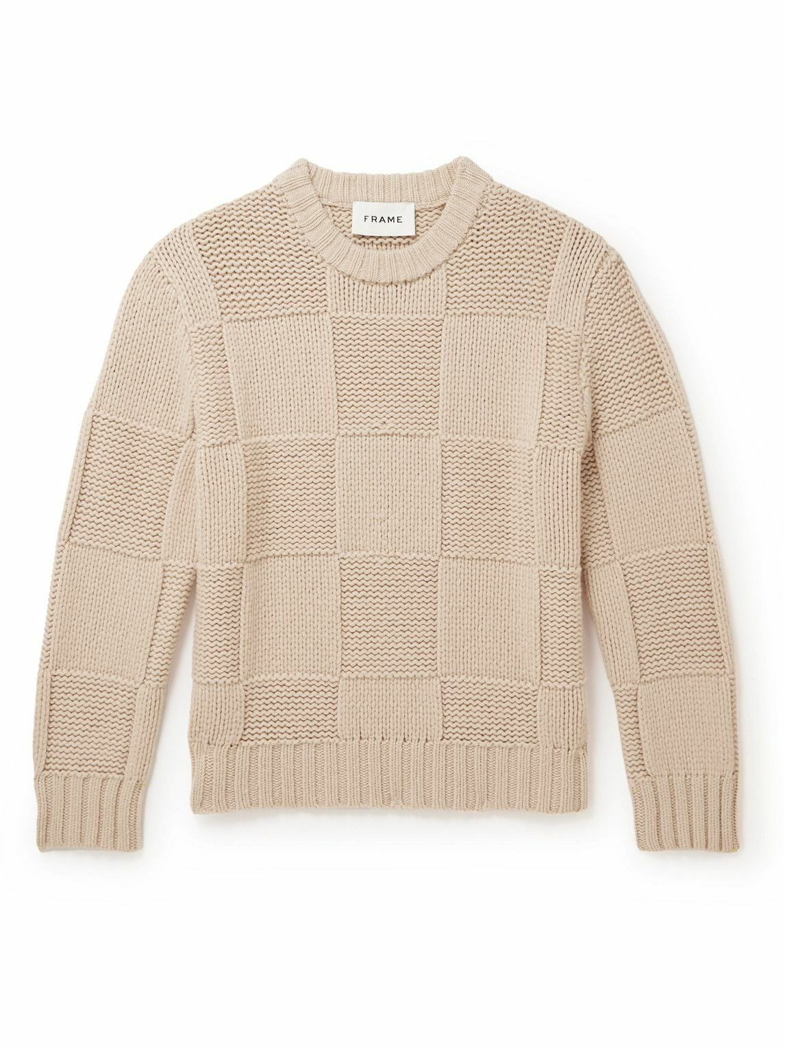FRAME - Grid Merino Wool Sweater - Neutrals Frame Denim