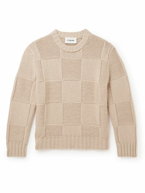 Photo: FRAME - Grid Merino Wool Sweater - Neutrals