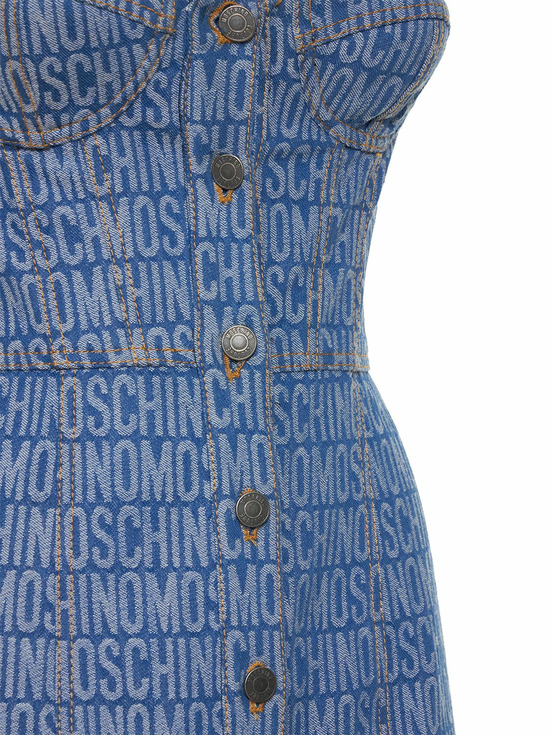 white christmas dresses Vintage Moschino Denim Button Sheath Dress – Recess main image 0