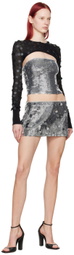 GUIZIO Silver Sequinned Tube Top