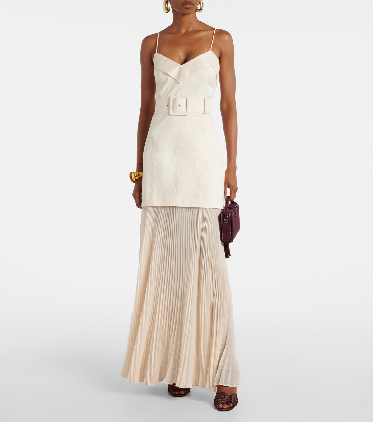 Rebecca Vallance Bailey belted pleated maxi dress