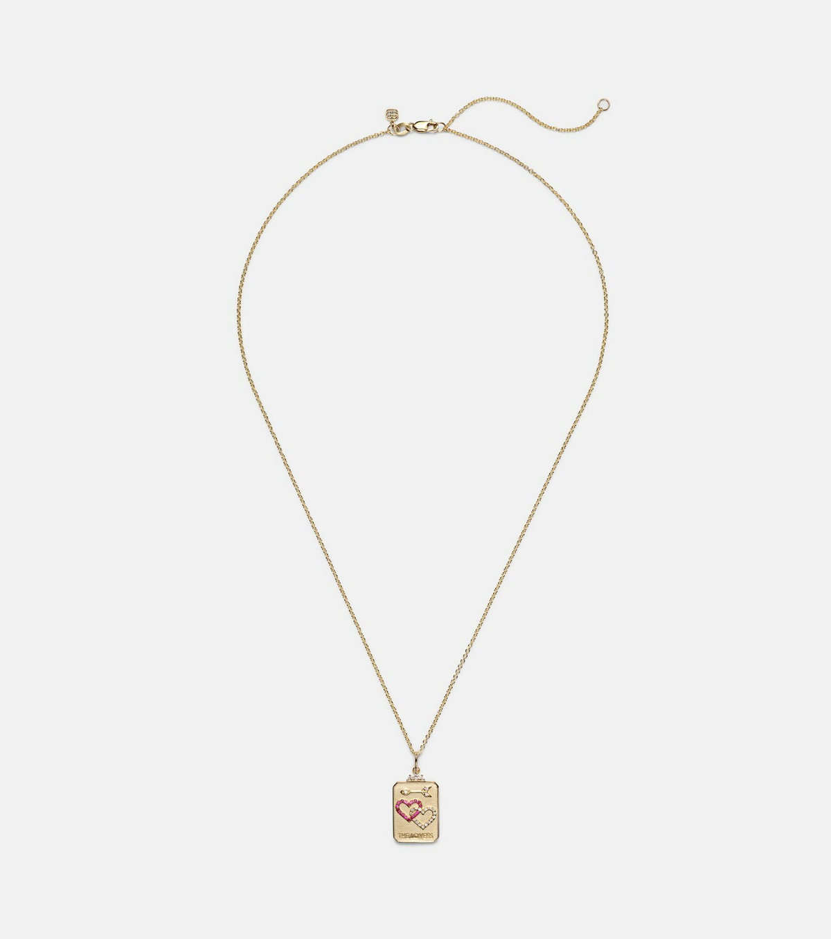 Sydney Evan The Lovers Tarot Card 14kt gold necklace with rubies and diamonds