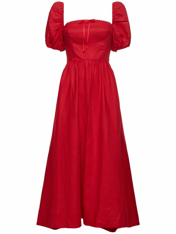 Photo: REFORMATION Marella Linen Puff Sleeve Midi Dress