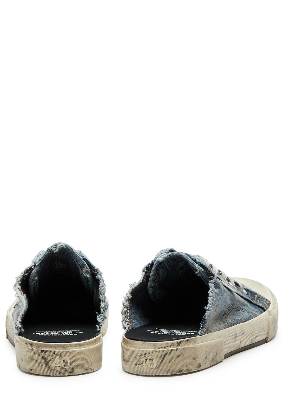 Balenciaga Paris Distressed Denim Mule Sneakers