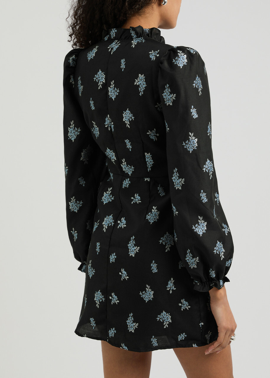 sister jane Black Dress Lサイズ 黒色 総柄 Sister Jane Onyx Floral-jacquard Mini Dress Blue Sister Jane