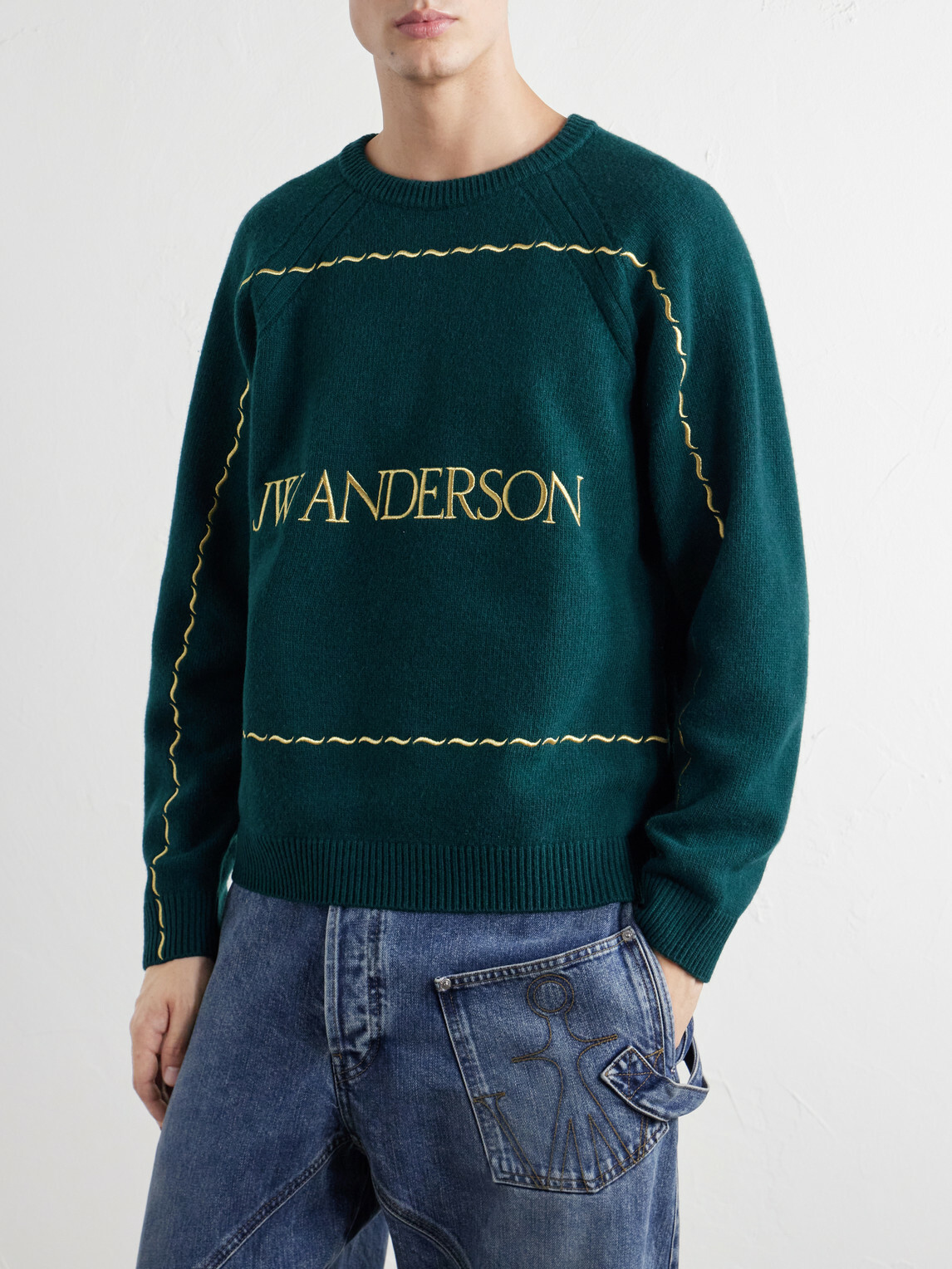 JW Anderson - Logo-Embroidered Wool Sweater - Green