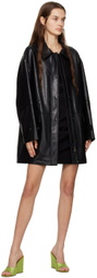 DRAE Black Oversized Faux-Leather Jacket
