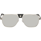 Versace Silver Greca Flow Navigator Sunglasses