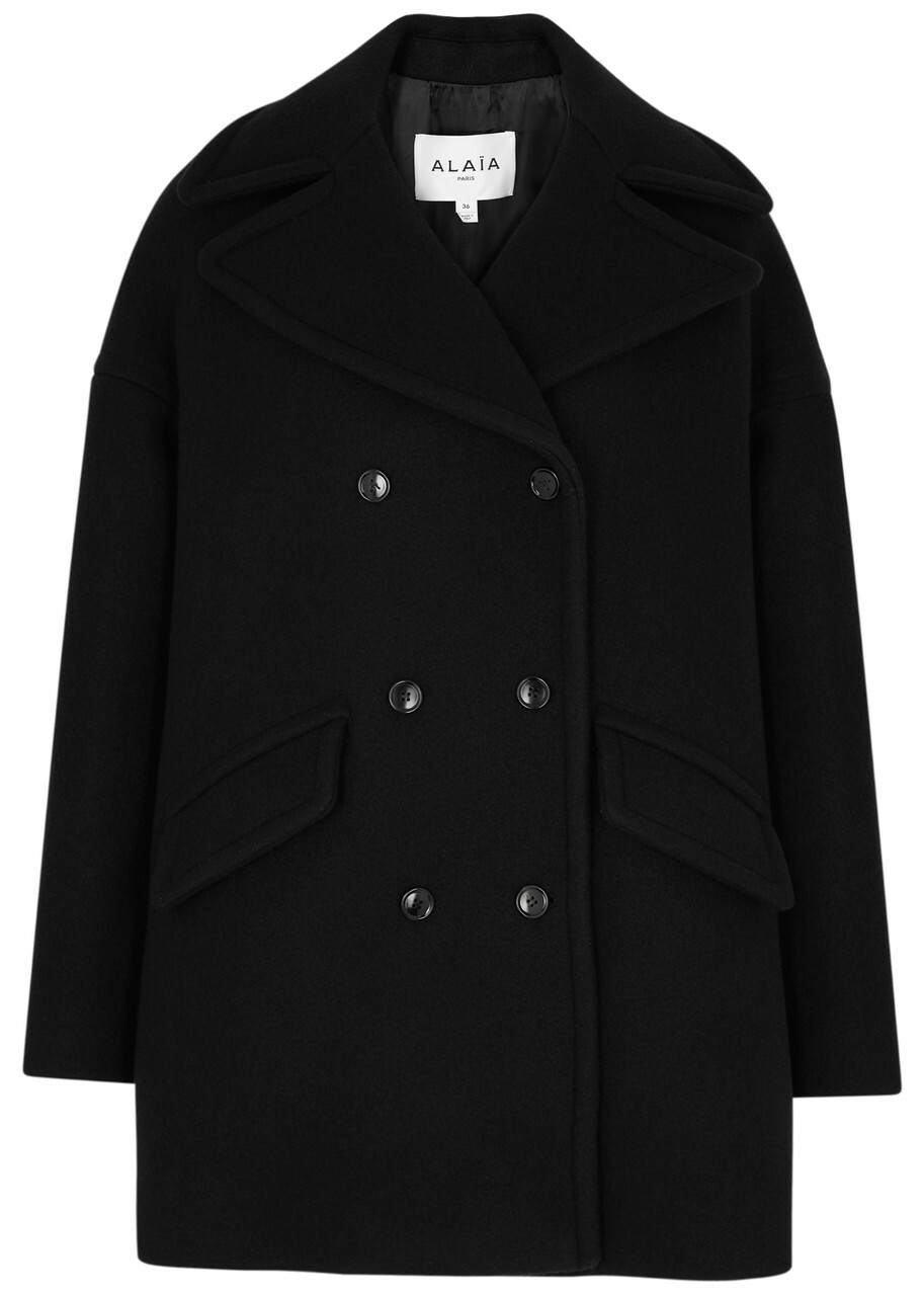 Alaïa Double-breasted Wool-blend pea Coat Black ALAÏA