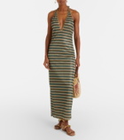 Oséree Lumière striped halterneck maxi dress