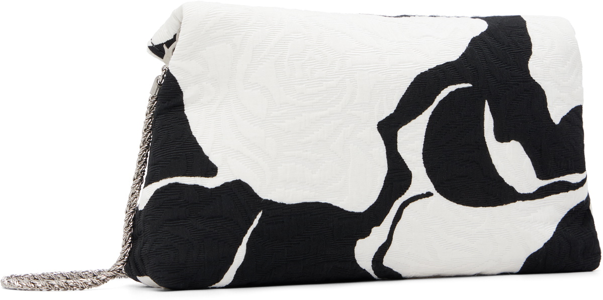 Dries Van Noten Black & White Envelope Large Floral Clutch