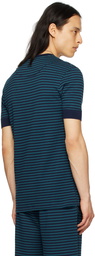 Paul Smith Blue & Black Striped T-Shirt