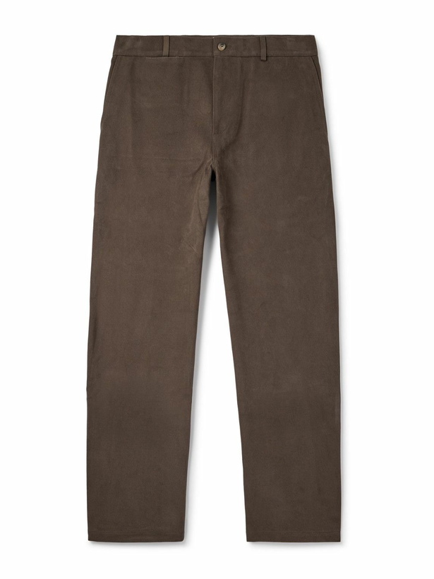Photo: De Bonne Facture - Balloon Tapered Cotton-Twill Trousers - Brown