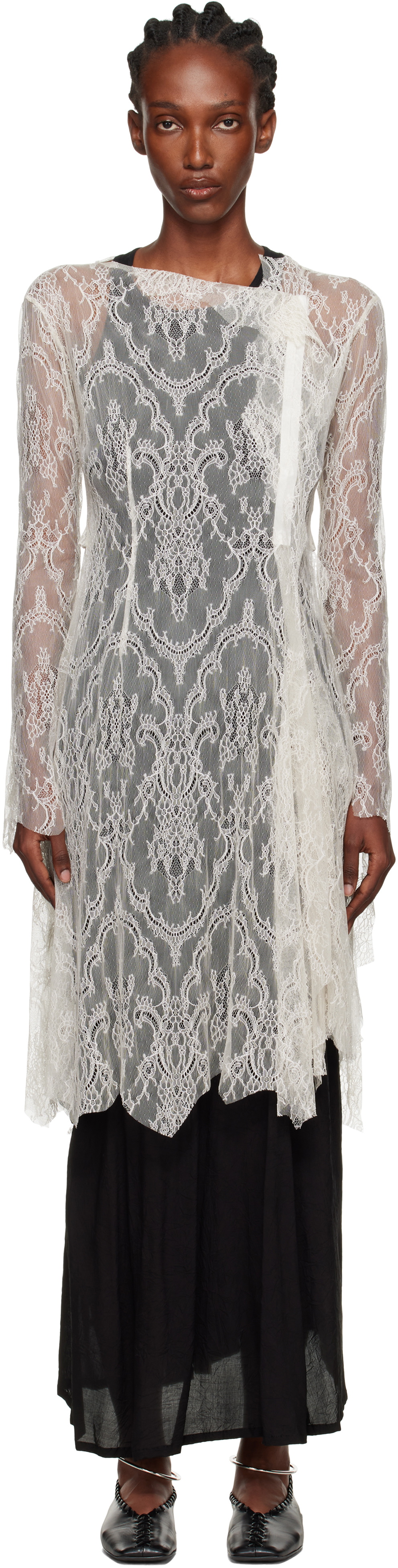 YOHJI YAMAMOTO Off-White Lace Long Top