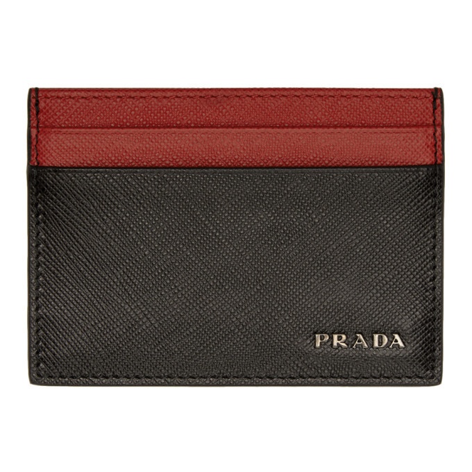 Photo: Prada Black and Red Bicolor Saffiano Card Holder