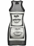 JEAN PAUL GAULTIER Eye Printed Mesh Short Dress