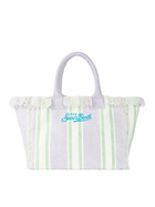 MC2 Saint Barth Porto Cervo Beach Club Striped Cotton Canvas Vanity Tote Bag