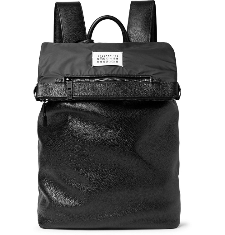 Photo: Maison Margiela - Nylon-Trimmed Full-Grain Leather Backpack - Black