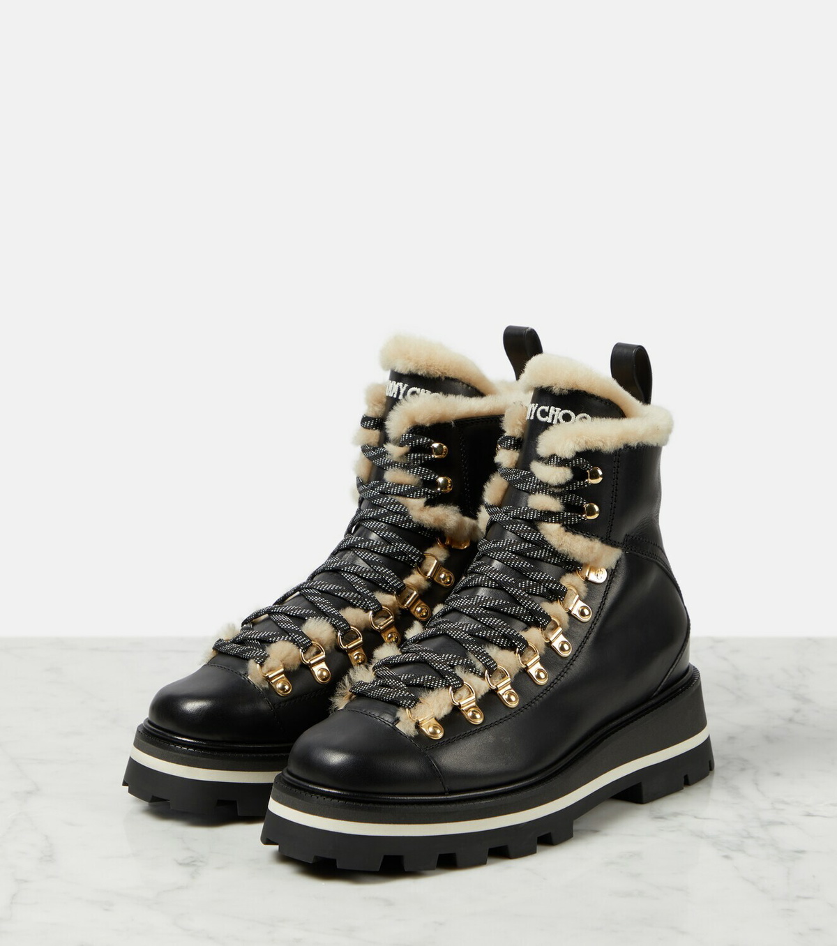 Jimmy Choo Chike shearling-lined leather ankle boots Jimmy Choo