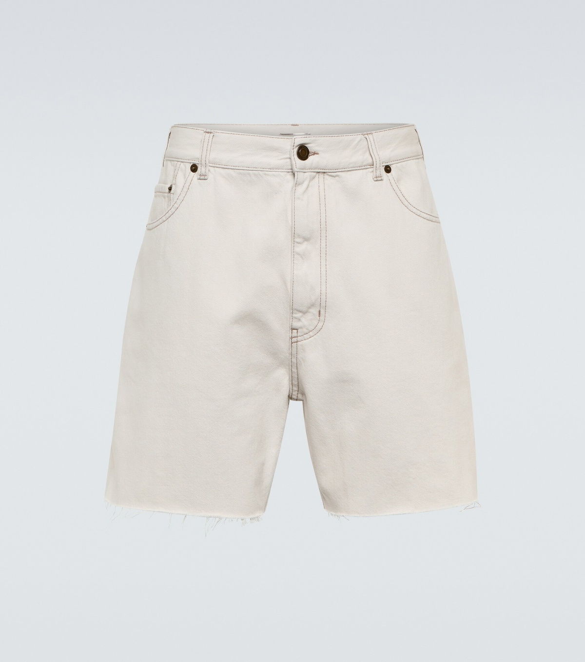 Saint Laurent - Raw-edged denim mid-rise shorts