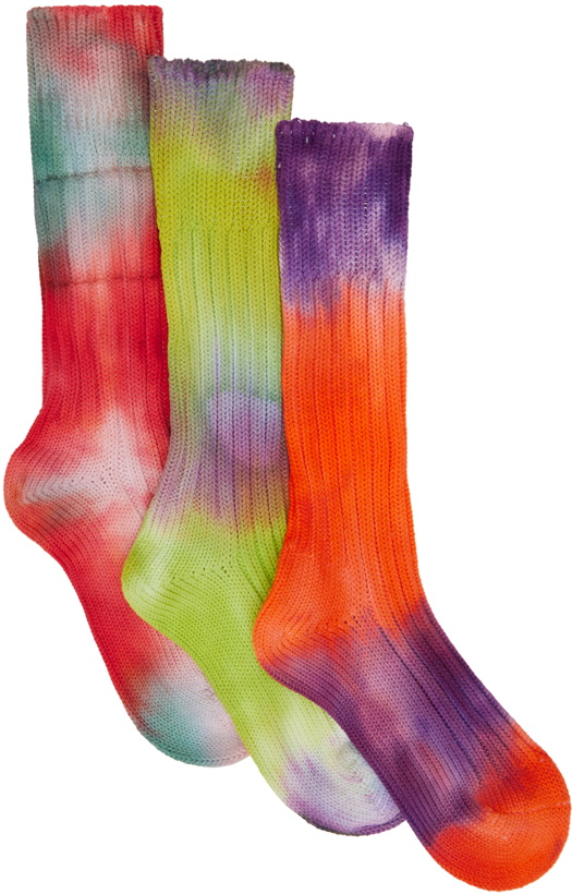 Photo: Stain Shade Three-Pack Purple & Green decka Edition Socks