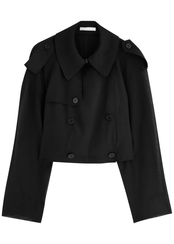 Photo: Helmut Lang Double-breasted Wool-blend Trench Coat Black