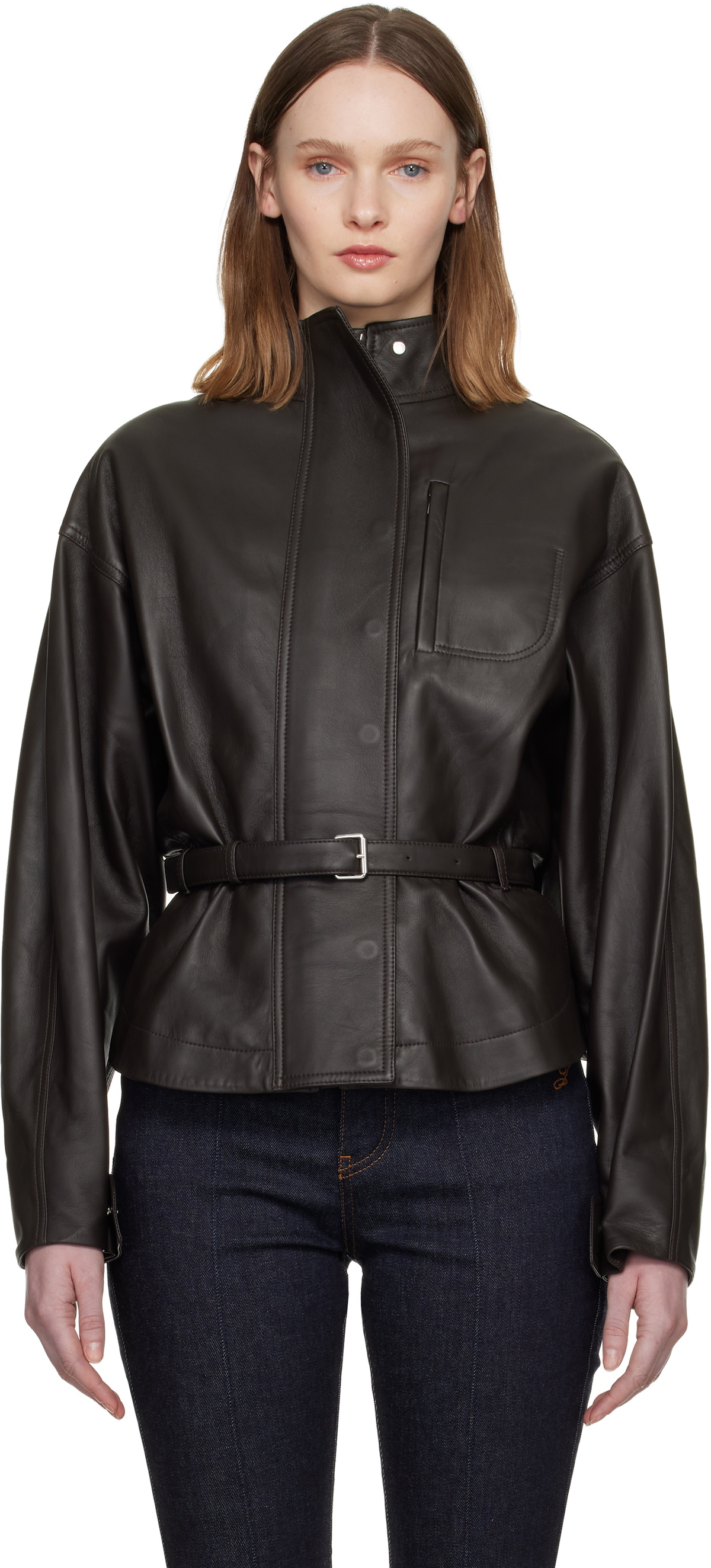 JACQUEMUS Black Les Sculptures 'La veste Tibau cuir' Leather