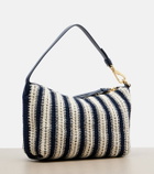 Miu Miu Striped leather-trimmed crochet shoulder bag