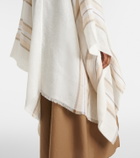 Brunello Cucinelli Striped linen, cashmere, and silk poncho