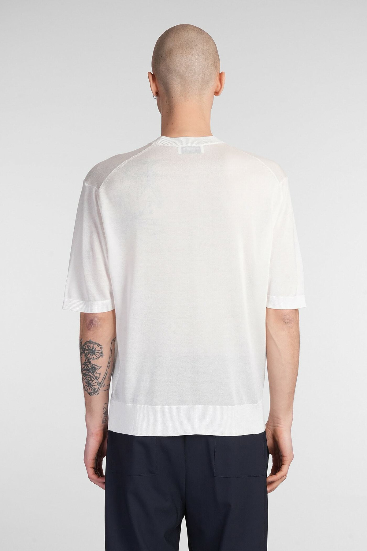 Laneus T-shirt In Beige Wool And Polyester