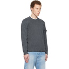 Stone Island Gray 5100033 Plated Rib Cotton Bouclé Sweater