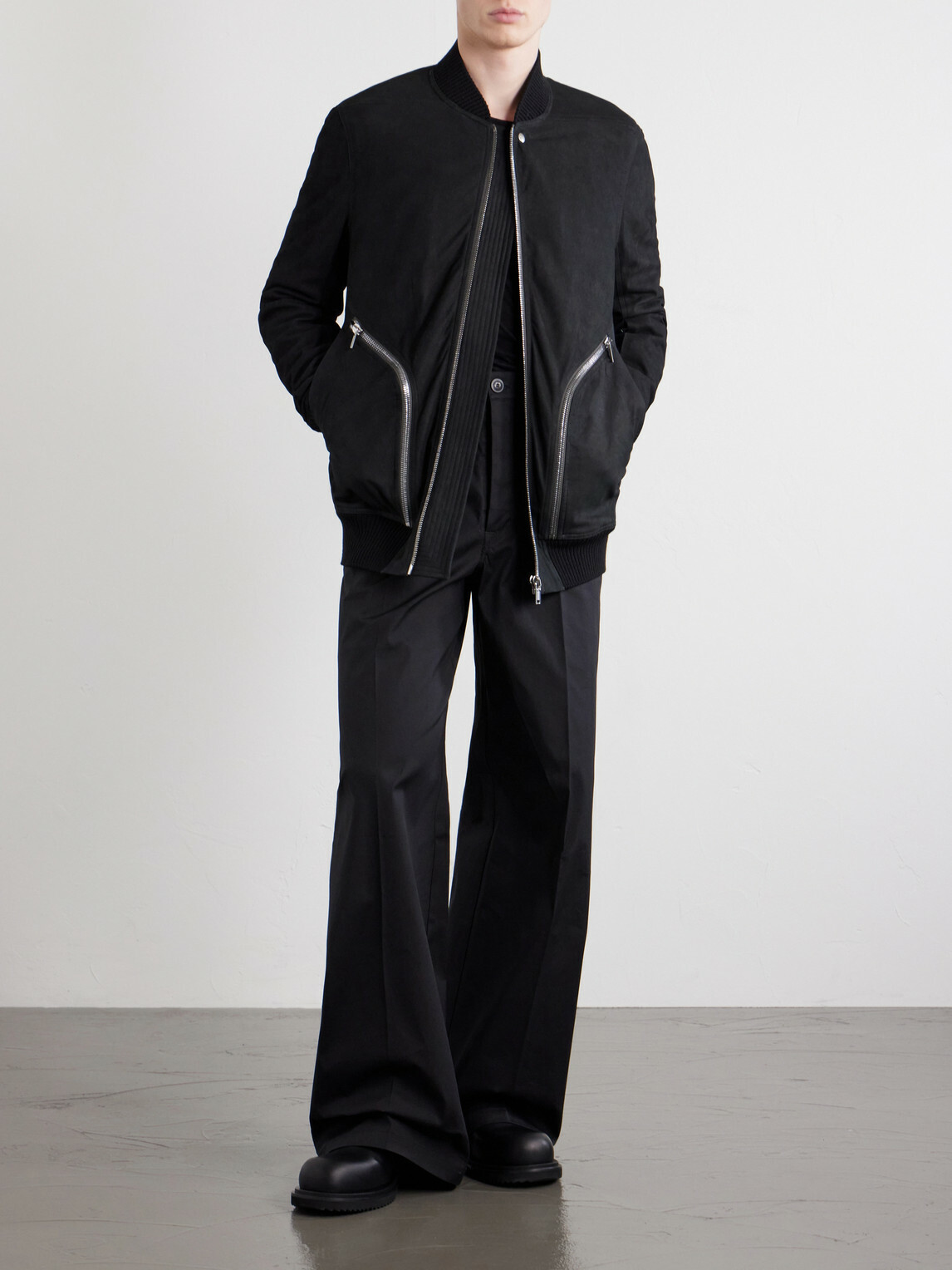 Rick Owens - Bauhaus Leather Zip-Up Flight Jacket - Black